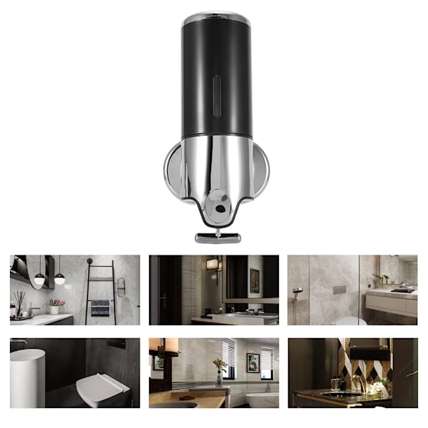 Hånddrevet dispenser for flytende såpe Hotell baderom vegg Sjampo Dispenseringsflaske Cup6030 Svart enkelkopp