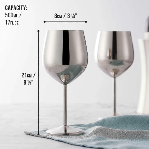 Vinglass i rustfritt stål med uknuselig design