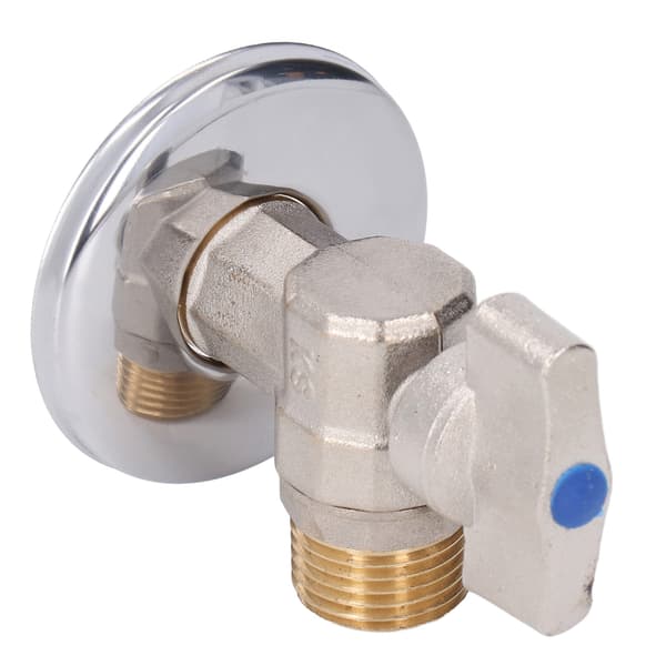 G1/2 Thread Brass Triangle Valve Large Flow Cold Hot Water Angle Stop Valve for Kitchen Bathroom Blue