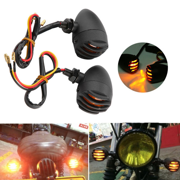 2st Motorcykel Retro Blinkers Bakljus Indikator Helmetallpläterad bakbromslampa