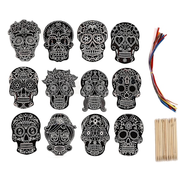 36 ark Skalle Skrapepapir Fargerikt DIY-håndverk Mattbelegg Halloween Skrapemasker Skrapepapir for rollespill håndverk