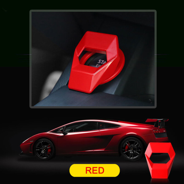 Bilmotor Start Stoppknapp Deksel Trim Tenningsklistremerke Bilinteriørdekorasjon for Lamborghini, modell: Rød 5