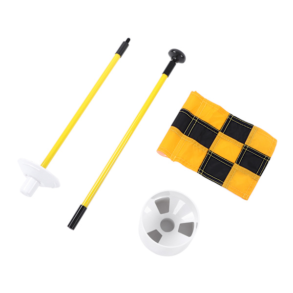 Golf flagstang Bærbar 3 fod Golf flagstang Flag hul Cup Sæt 2 sektioner Design til indendørs udendørs Gul og sort gitter