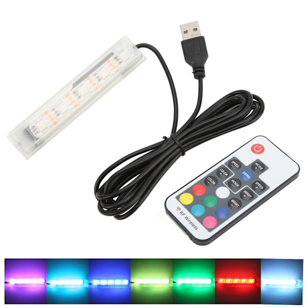 Mikro Akvarie Lys USB-drevet Fjernbetjening Farverigt Fiskekum LED-lampe til LandskabSort Ledning