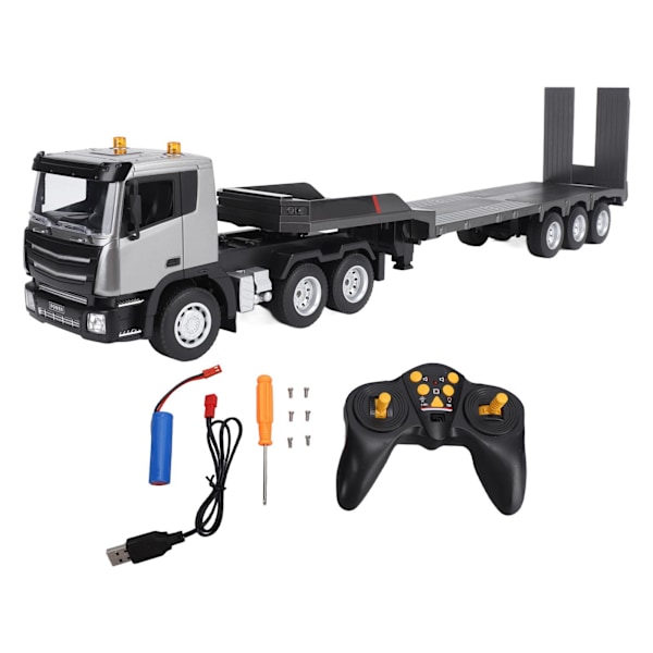 1:24 RC Flatbed Trailer 9-kanals 2.4G Anti-interferens Lyd Lyseffekt Fjernbetjening Tekniske Køretøjer Børnelegetøj