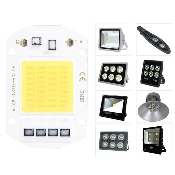 2 PCS AC110V 50W High Brightness Integrated LED Chip Light Source COB Chips 6x4cm White