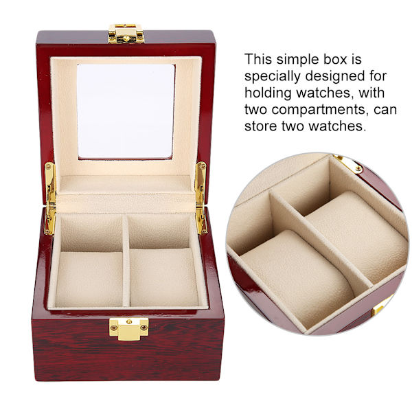 2 Grids Trä Watch Holder Armbandsur Display Case Smycken Present förvaringsbox Organizer
