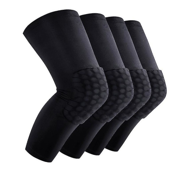 1 par Basket Honeycomb Anti-slip knäskydd Unisex sportutrustning BLACK L