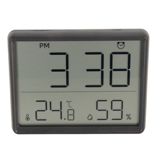 Digitalt Vækkeur med Temperatur Fugtighedsdisplay Vægmonteret Digitalt Ur med Stand Back Magnetisk Sort