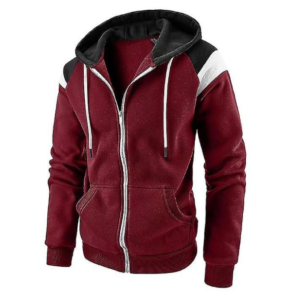 Mannen Casual Zip Up Hooded Sweatshirt Jas Sport Jas Activewear Jogging Toppar red XL