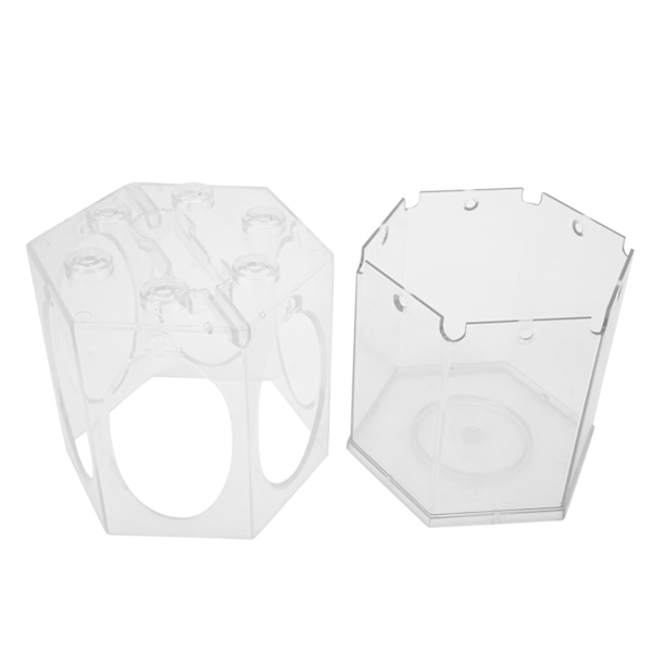 Sekskantet akvarium bærbart lanterne fuglebur form miniature landskab fisk akvarium Transparent