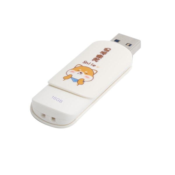 U Disk Bærbar USB2.0 Minnepenn for Student Søt Datalagring Minnebrikke Gave (Skyvedeksel Keep Smiling 16GB)