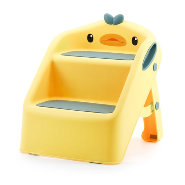 Foldable Toddler Step Stool Multifunctional Safe Stable Non-Slip 2 Step Stool Toilet Potty Training Stool Yellow