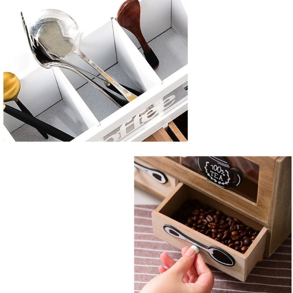 Retro puinen pöytälaatikkotyyppi Pöytäastiat Säilytyslokero Säilytyslaatikko Pöytäkoneen kynäpidike, valkoinen