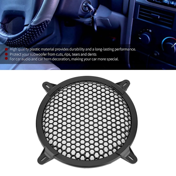 Car Audio Plast Mesh Cover Bashögtalare Modifiering Protect Guard 8 tum