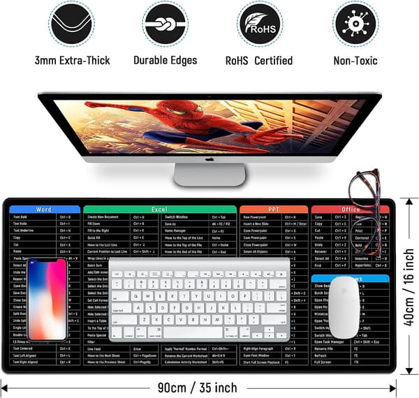 Skrivebordsunderlag / stor musematte med Windows-hurtigtaster M 632 632 M