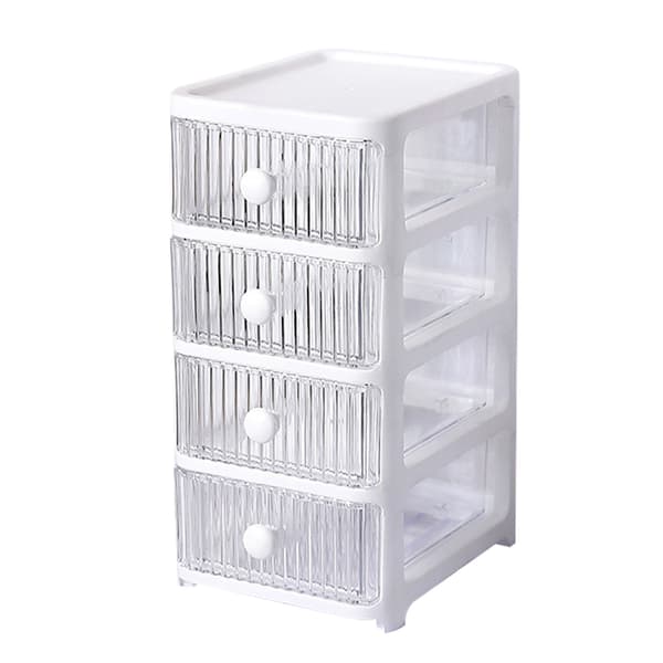 Desktop Storage Box with Drawers Multi-layer Transparent Multifunctional Stackable Desk Organizer for Home Bedroom Office 4 Layers