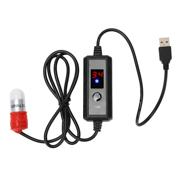 Mini Akvaariolämmitin Säädettävä 15W Betta-lämmitin Pieni akvaariolämmitin digitaalisella LED-näytöllä 100‑240V US-pistoke