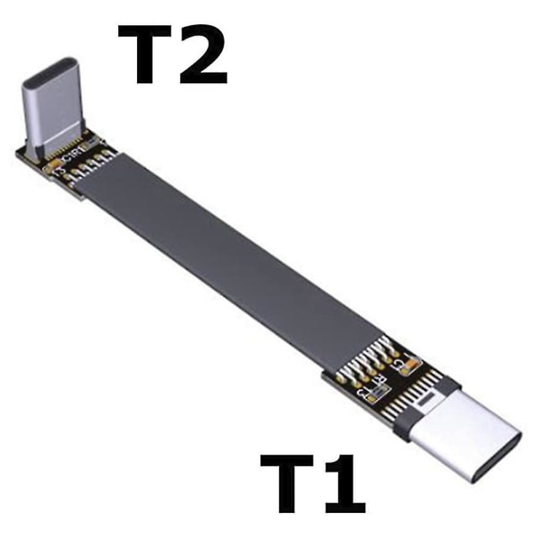 Usb 3.1 Type C til Type C forlængerkabel 90 graders adapter Fpc Fpv Ribbon Flad Usb C-kabel 3a 10gbp