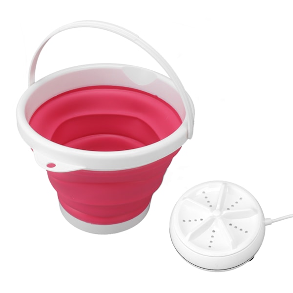 5L Foldbar Vaskemaskine Ultralyd Vibration Frem og Tilbage USB Foldbar Bakke til Hjem Rosa