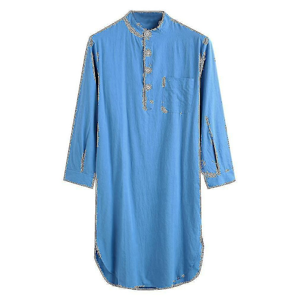 Blå bomulls-nattskjorte for menn i 2XL