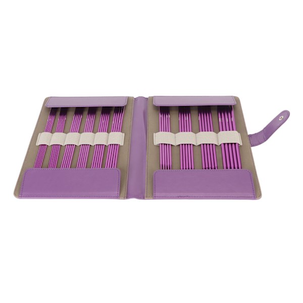 50 stk. strikkepinde lilla assorteret størrelse rustfrit stål ergonomisk metal strikkepindesæt med taske til håndarbejde