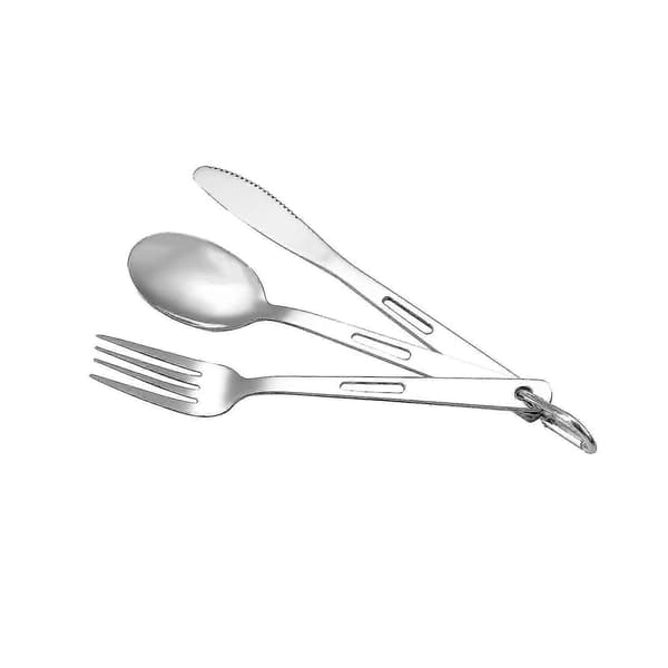 Camping Bestickset Middagsbestick Metall Bestick Kompatibel med Vandring Backpacking Kök Silver