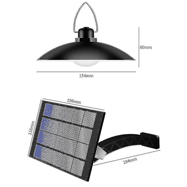 Solcellsladdad 4-huvud utomhus vattentät hängande lampa med laddningsbar LED - varmvit
