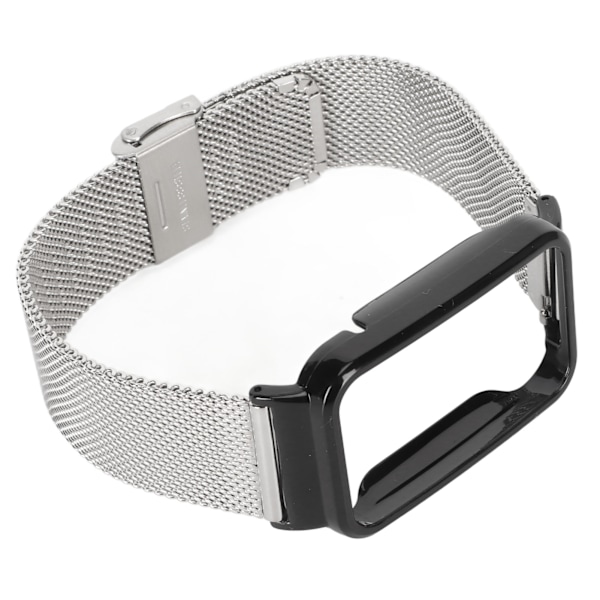 Mesh-rem i rustfrit stål med sort stødfangeretui som erstatning tilbehør Passer til Mi Band 7 Pro Sølv