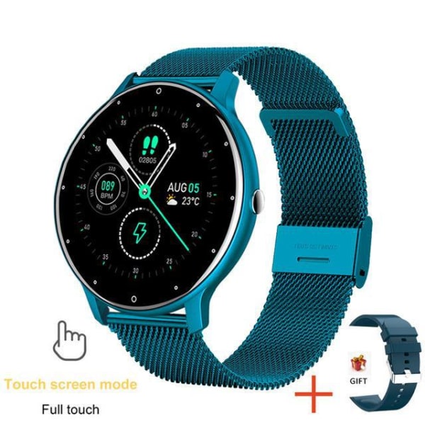 Smartwatch puls blodtryk søvnovervågning Douyin smart armbånd ZL02D vandtæt smart sportsur-X blue mesh belt