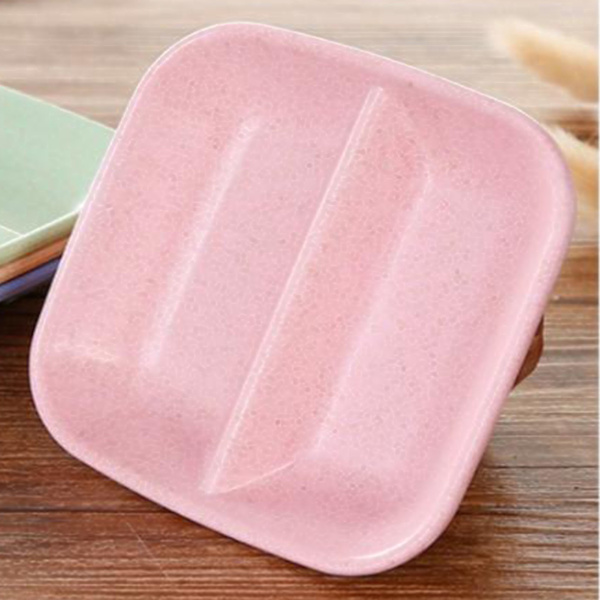 Dip Bowl Wheat Straw Divided Compact Practical Dipping Sauce Dish for Home Kitchen Pink