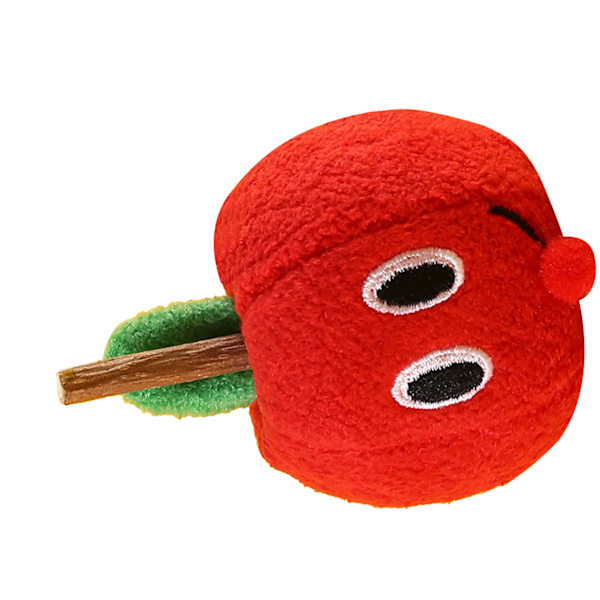 Söt plysch liten hundleksak Inbyggd kattmynta tandslipning Intressant mjuk äppelformad hundleksak för hundar Katter