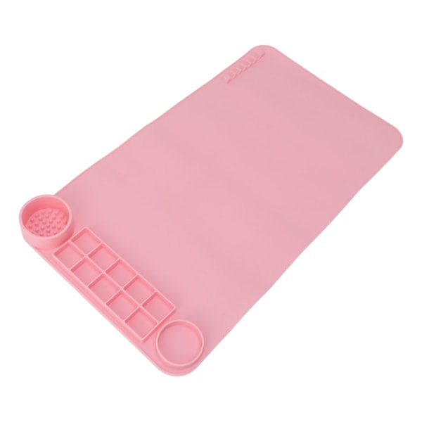 Silikon håndverksmatte Rosa 19,7 tommer lang 11 tommer bred med avdelere Design Anti-skli Varmebestandig Barn fargematte for DIY kunstmaling
