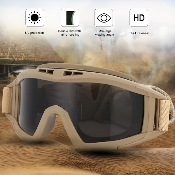 Goggles Paintball Ski AntiDust AntiImma Øjenbeskyttelsesbriller (khaki)