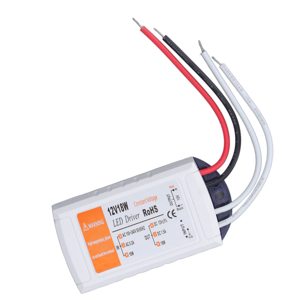 12V 18W LED-drivrutin 12V 1,5A 18W Strömförsörjning för LED Strip-ljus Lamplampor AC 100‑240V