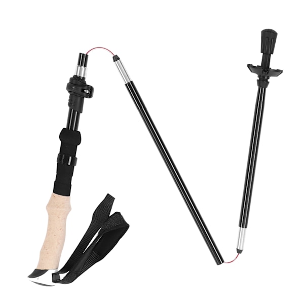 Teleskopisk Vandrestav - Bærbar Aluminium Legering Foldbar Vandrestav til Udendørs Sport - Sort