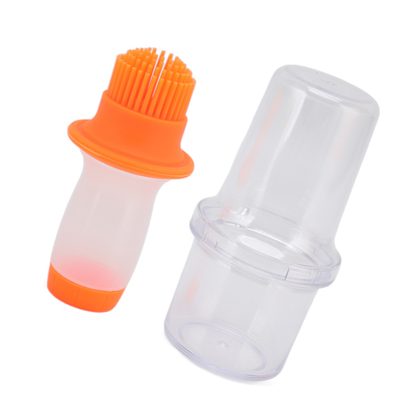 Oljedispenserflaska 60ml Livsmedelsklassad silikon Klämtyp Borste Jämnt värmeisolering Matoljeautomat Orange