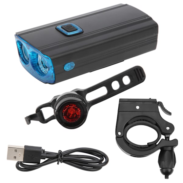 USB genopladelig cykellygte Cykelforlygte Natlygte med baglygte
