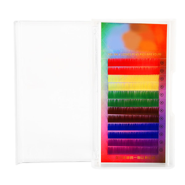 Regnbue Farverige Løse Øjenvipper Gradient Farve Falske Øjenvipper Individuelle 12mm