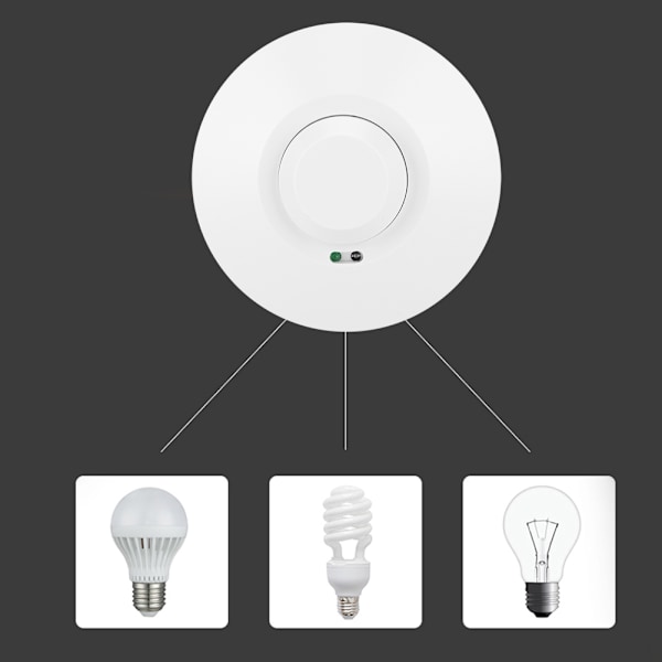 360° Lågspänning Mikrovågsradarsensor Ljus Rörelserörelsedetektorströmbrytare DC 12-24V