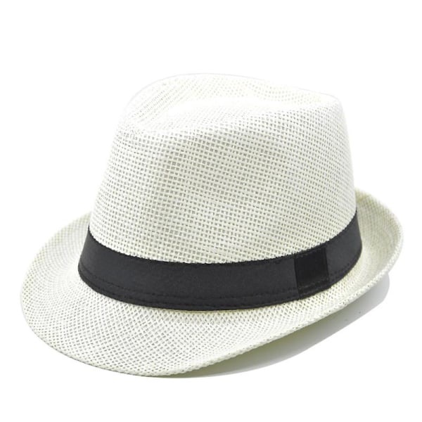 Fedora-hatt for menn og kvinner Sommerstrandhatt Jazzhatt Solhatt off white 56-58cm