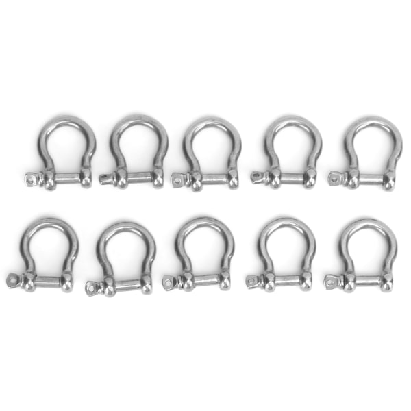 10pcs Bow Shackle Stainless Steel High Hardness D-Ring Anchor for Camping Hiking Outdoor Sports(M5 80kg Load )