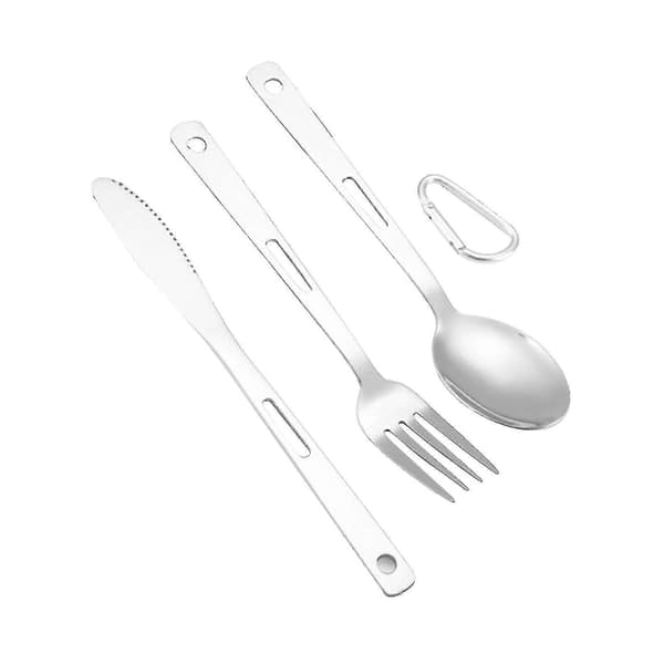 Camping Bestickset Middagsbestick Metall Bestick Kompatibel med Vandring Backpacking Kök Silver