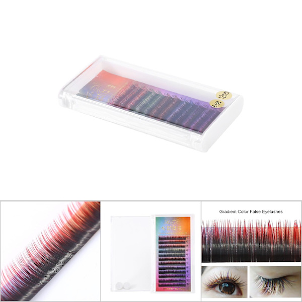 Gradient Farge Skjønnhet 3D Løspåhengsvipper Tette Vipper Forlengelse Makeup Verktøy 12mm