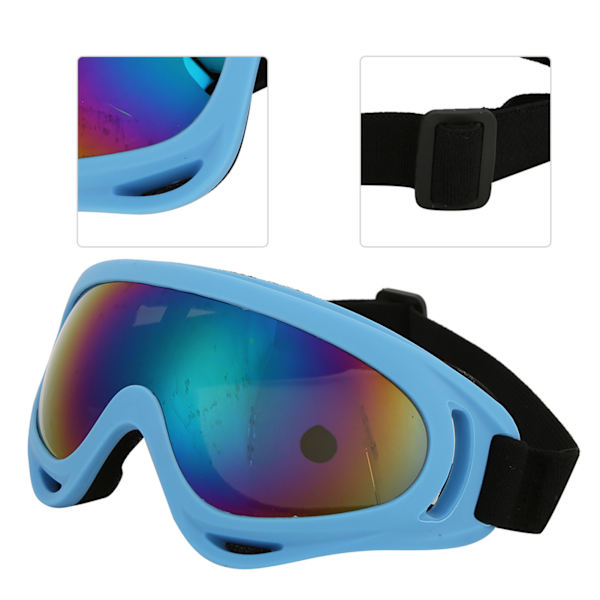 PC Vindtäta Skidglasögon Motorcykel Unisex Utomhus Sport Cykling Skyddsglasögon för Vuxna Barn Ljusblå Ramfärg Linser