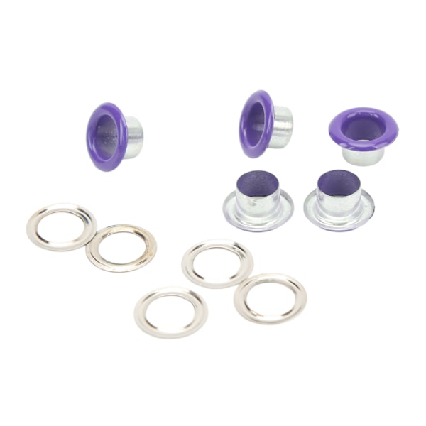 500 Sæt Grommet Kit 8mm Rund Kobber Livlig Farve Multi Anvendelse Øje Kit til Reparation Dekoration DIY Lilla