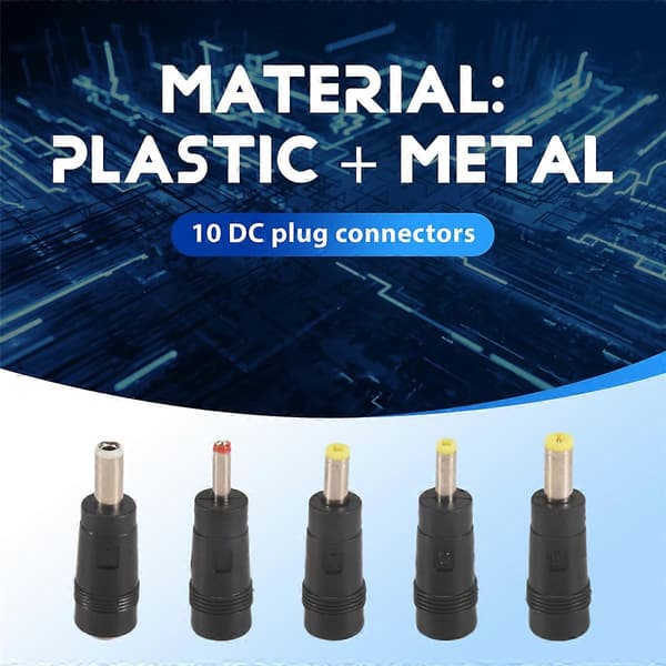 USB til DC-strømkabel Universell USB til DC-kontakt Ladekabel Strømkabel med utskiftbare kontakter C Svart Black 10 Adapter