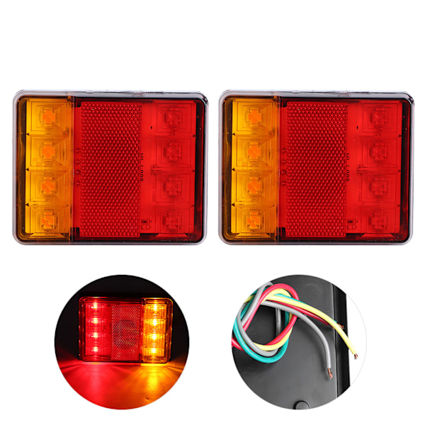 2 st 12V LED Baklykta Blinkerslampa Indikator Vattentät Stötsäker för Trailers Lastbilar Båt