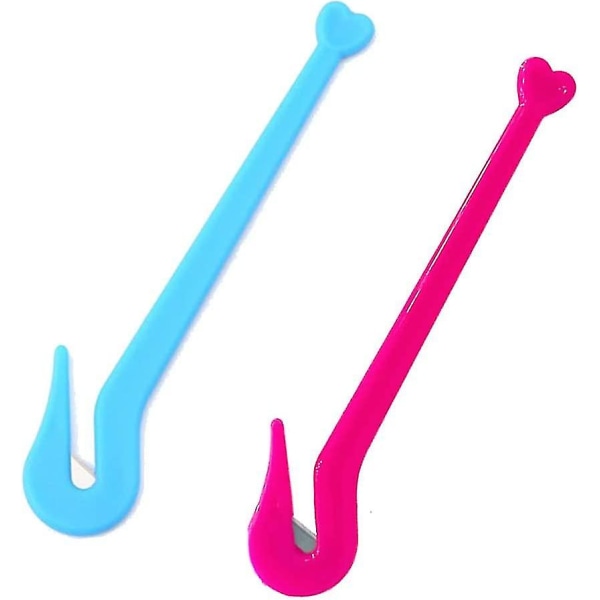 2 st plast elastiska hårbandsborttagare Bärbar hårbandsskärare (blå + rosröd)