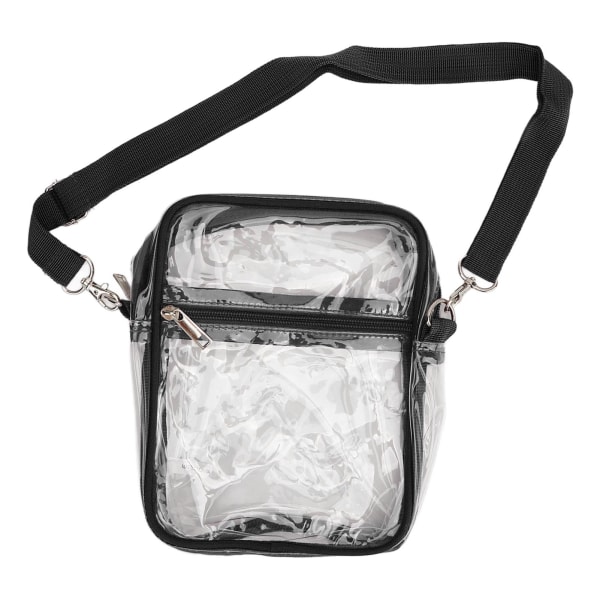 Genomskinlig Messenger Bag PVC Transparent Dragkedja Vattentät Justerbar Handväska Messenger Axelväska för pojkar Flickor Svart